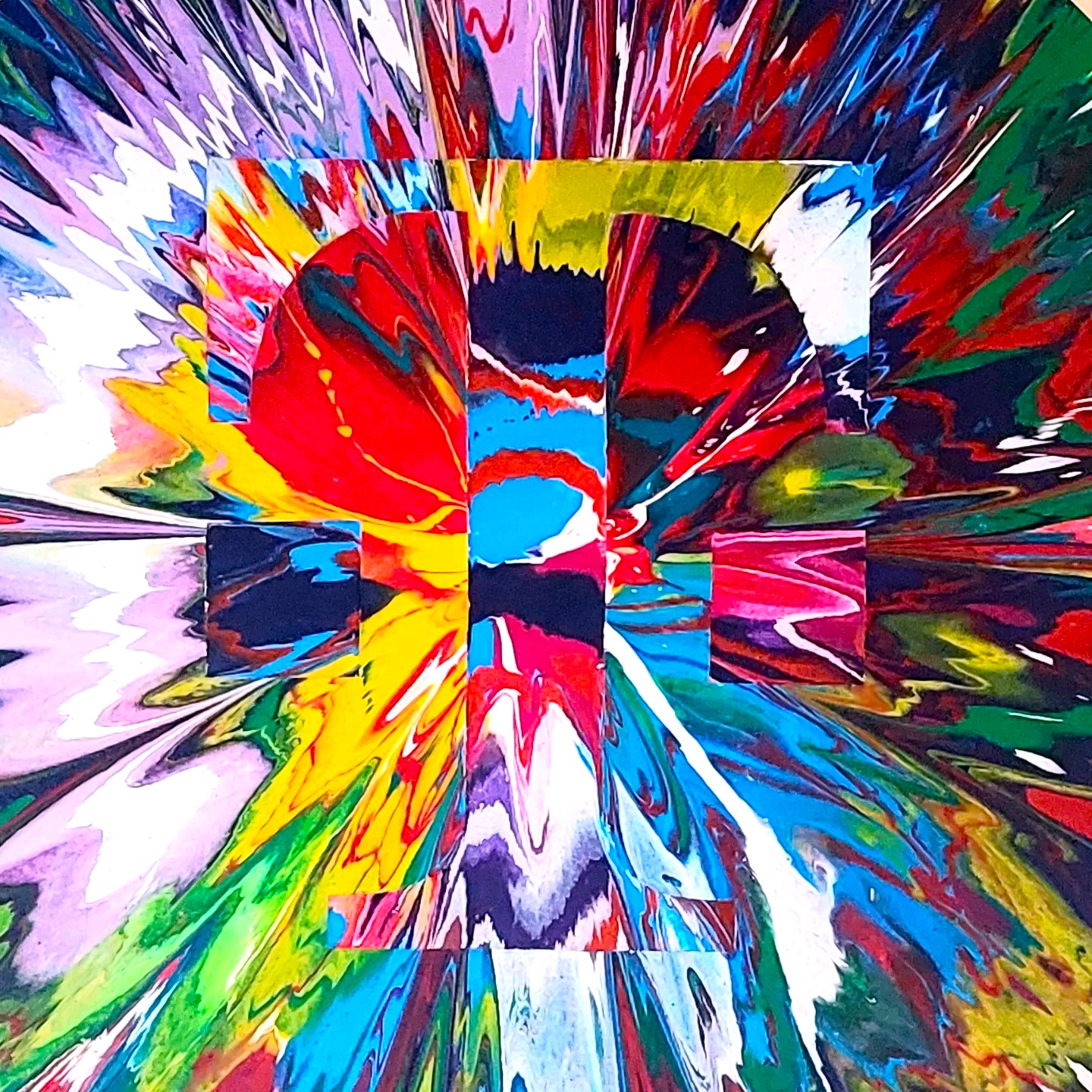 Colourful artwork with a Telekom emblem
