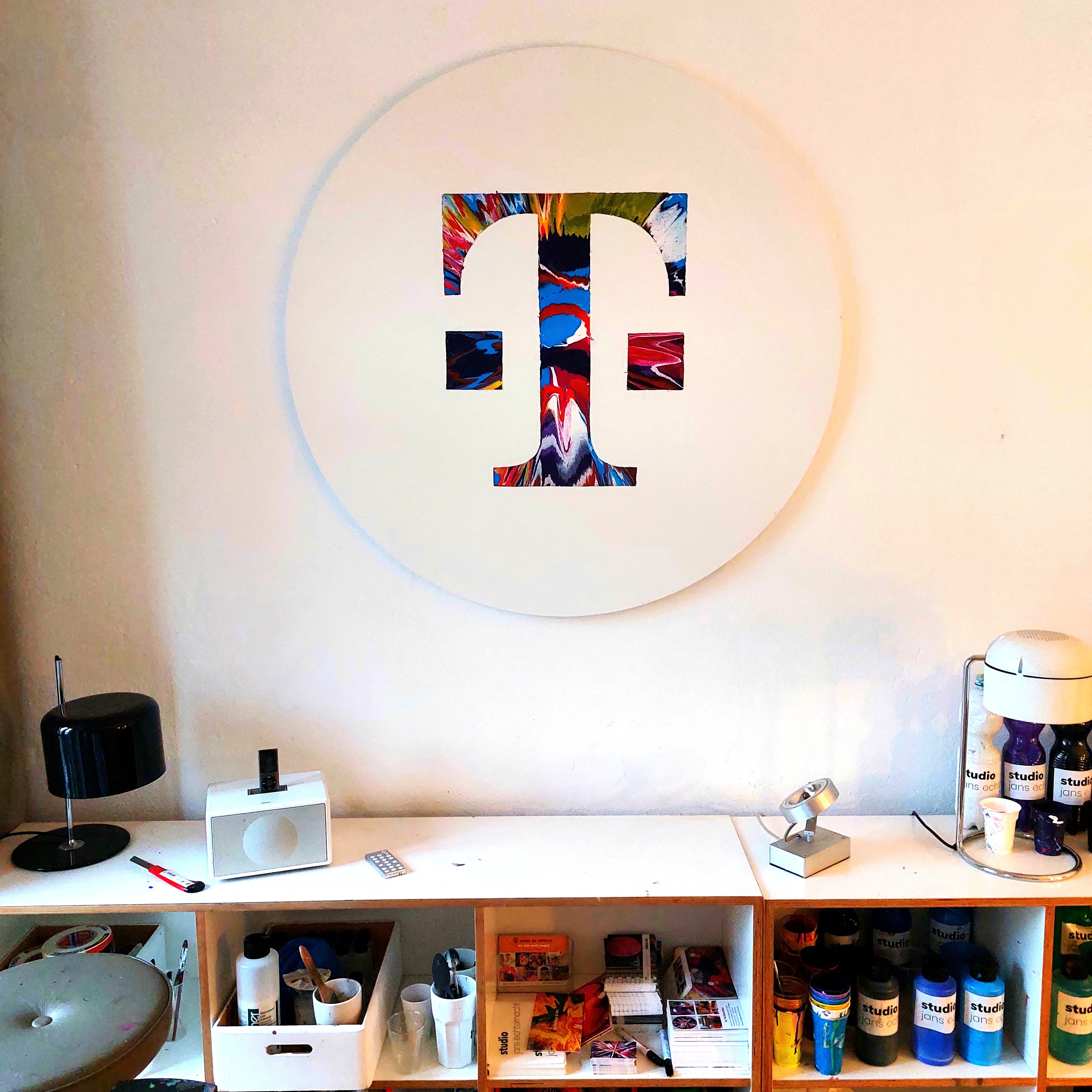 Telekom artwork on the studio wall