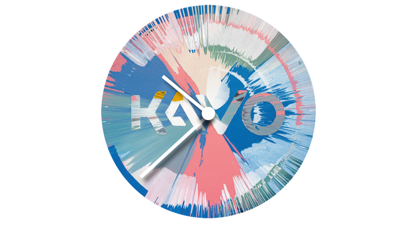 Round KaVo art clock created as an individual commission