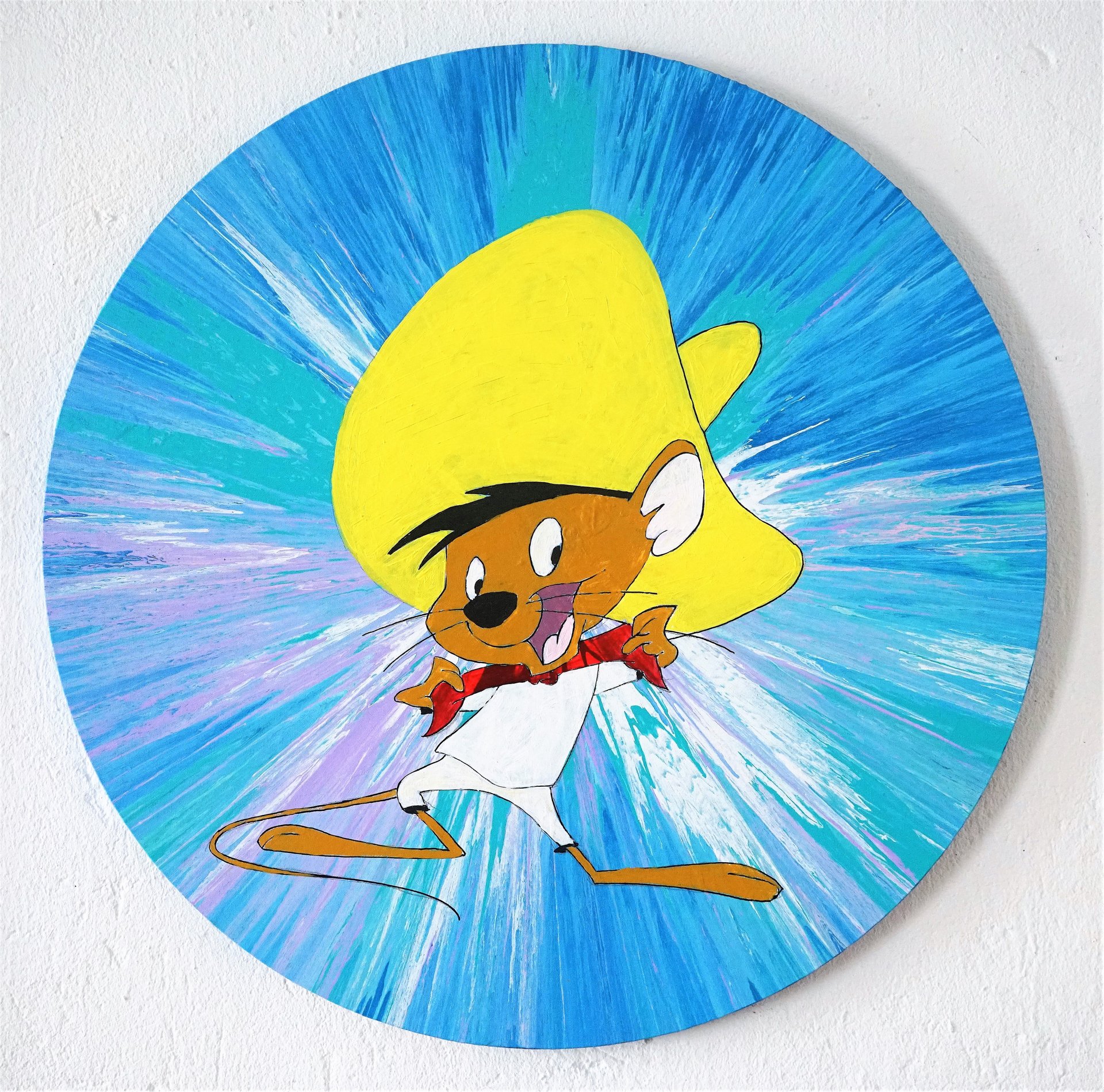 Spin art with integrated logo